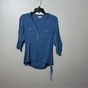 RW & Co Women Blue 3/4 Sleeve‎ button Shirt size XS